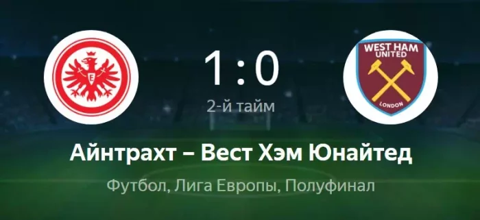 Айнтрахт - Вест Хэм обзор матча