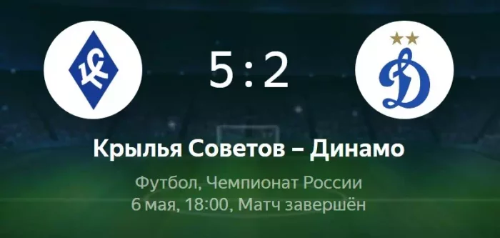Крылья Советов - Динамо видео обзор матча РПЛ от 6 мая 2022