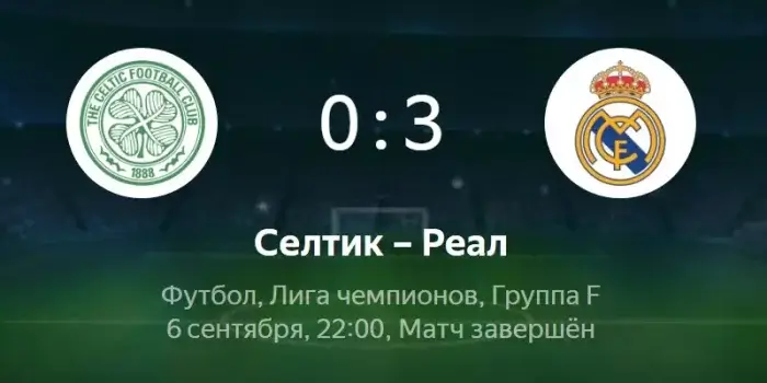 Селтик - Реал М видео обзор матча ЛЧ от 6 сентября 2022